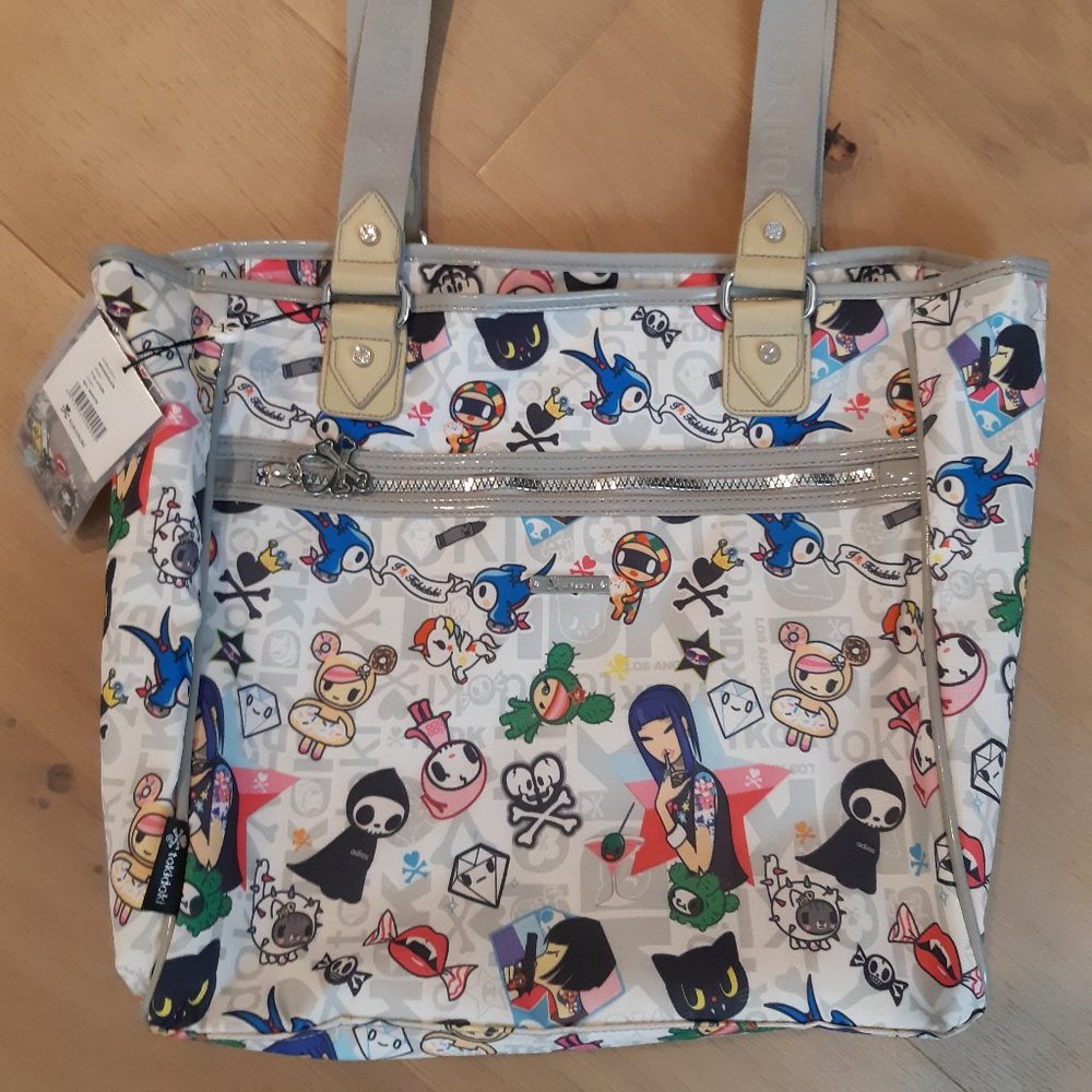 Tokidoki White Multicolor Character Print Tote Bag